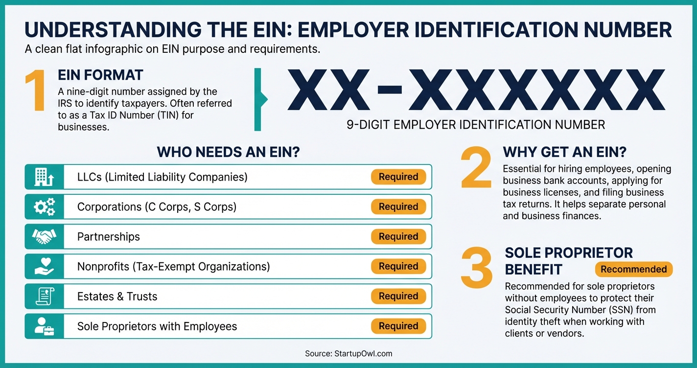 Infographic explaining what an EIN is and who needs one