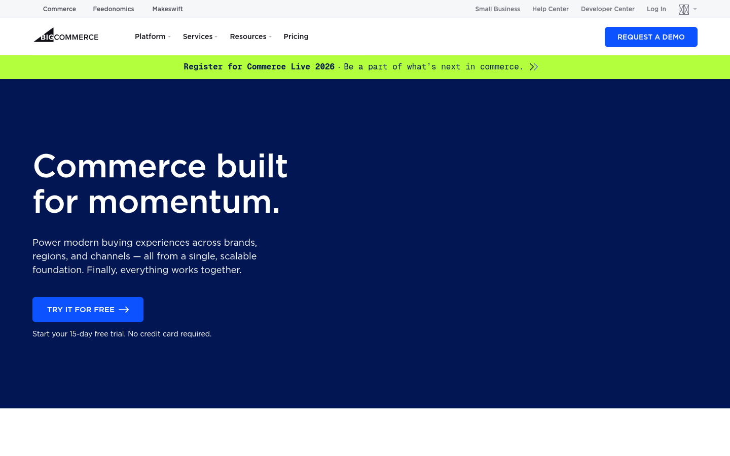 BigCommerce dashboard screenshot