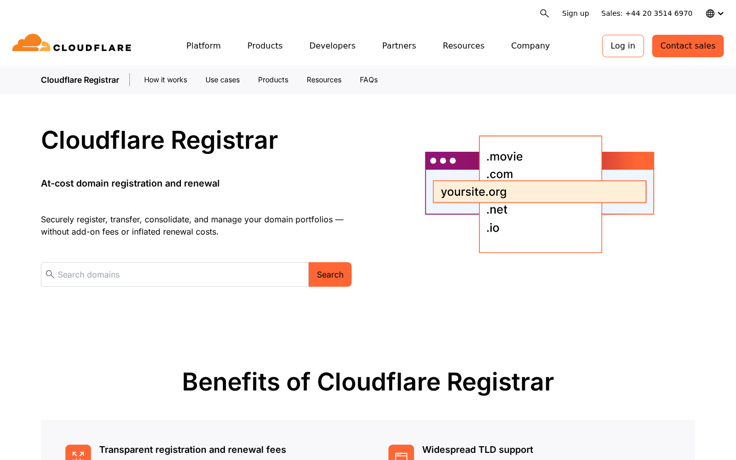 Cloudflare Registrar dashboard screenshot