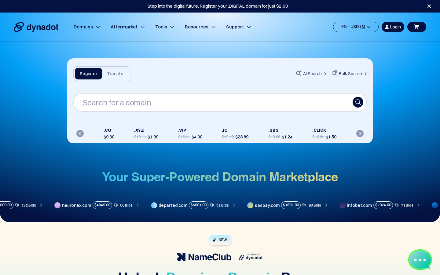 Dynadot dashboard screenshot