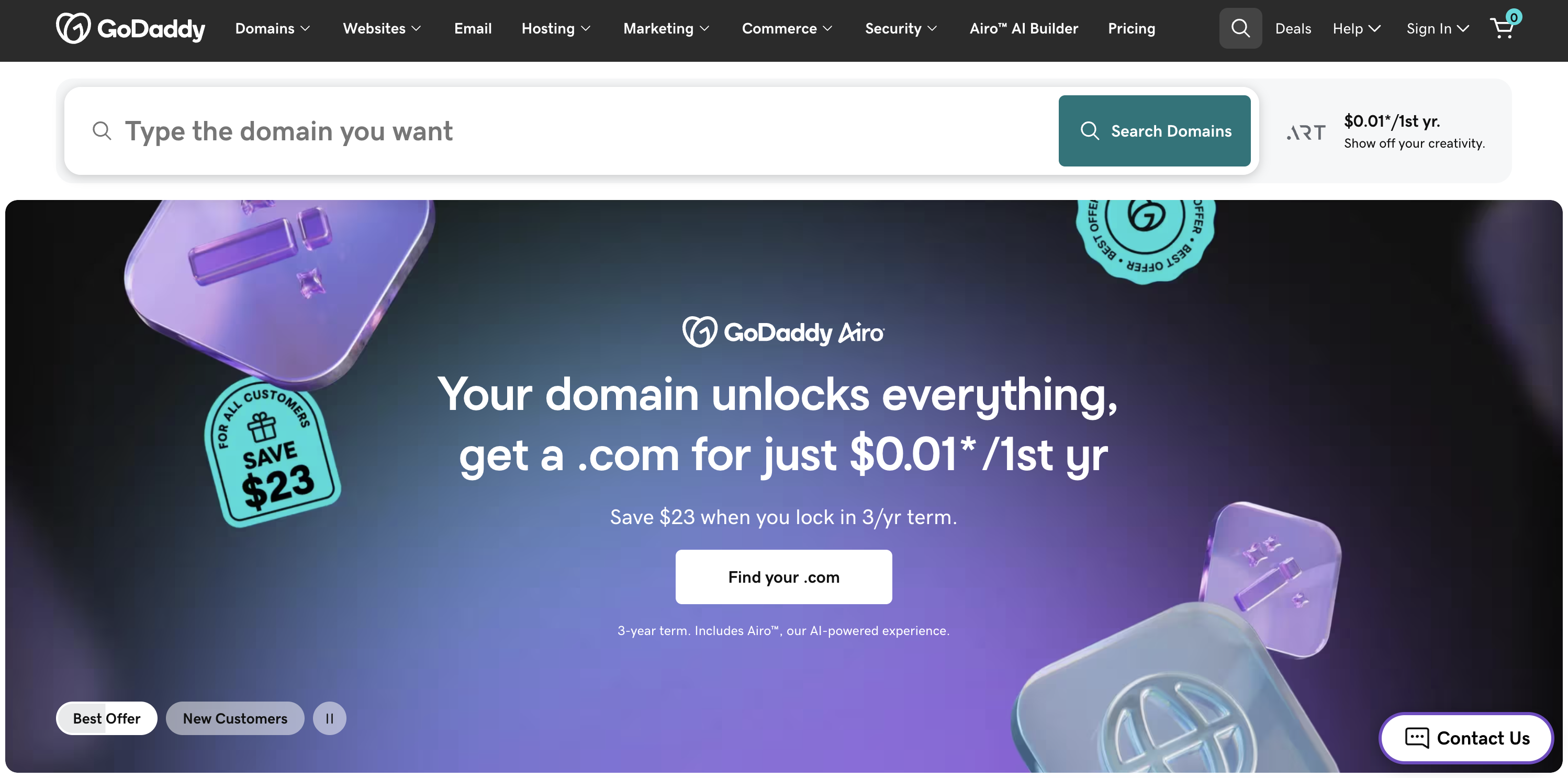 GoDaddy dashboard screenshot