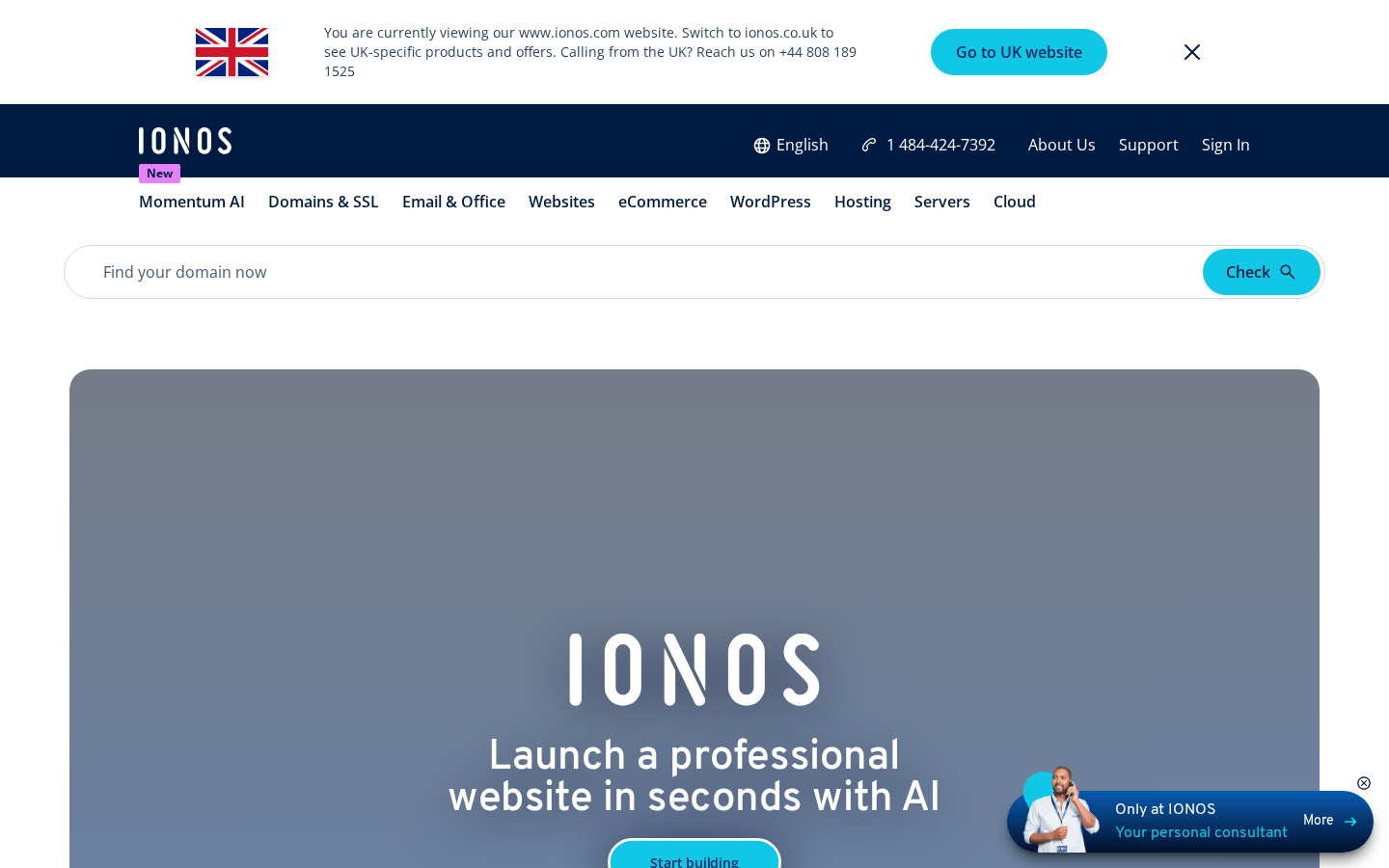 IONOS dashboard screenshot