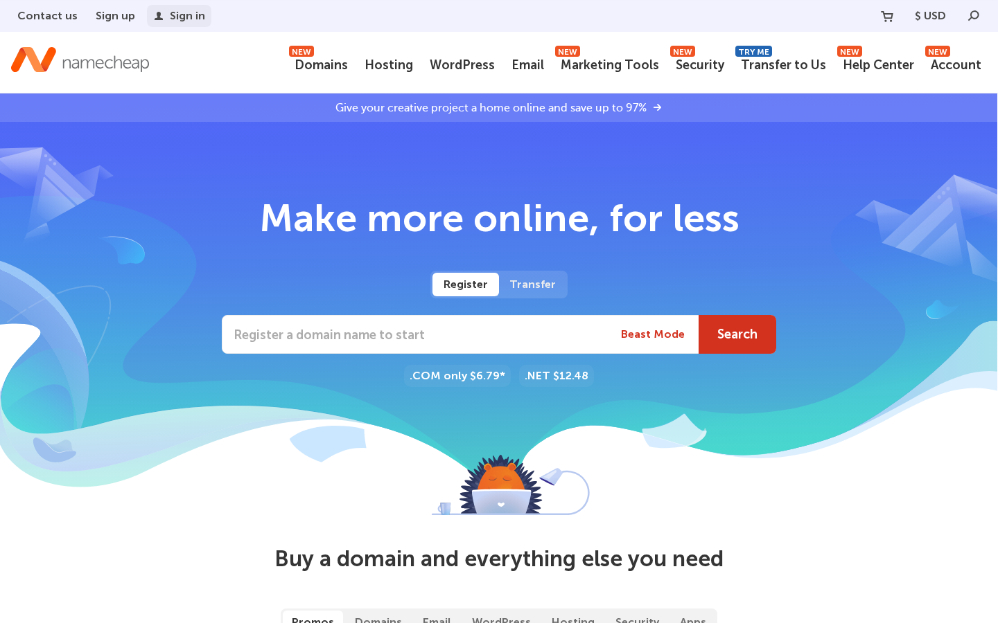 Namecheap dashboard screenshot